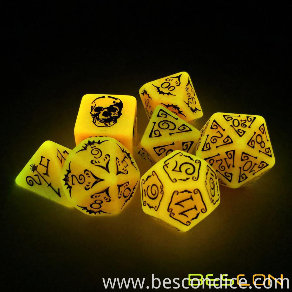 Luminous Halloween Rpg Dice Set Pumpkin Color 6